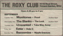 The Roxy Newspaper Advery 1977